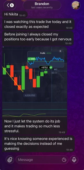 Copy trading feedback, original conversation screenshot 2
