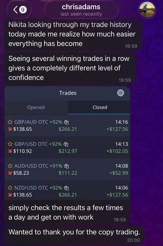 Copy trading feedback, original conversation screenshot 3