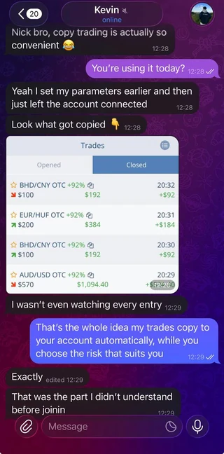 Copy trading feedback, original conversation screenshot 5