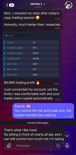 Copy trading feedback, original conversation screenshot 6
