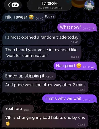 Private Diamond Club feedback, original conversation screenshot 3