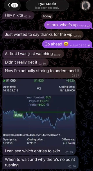 Private Diamond Club feedback, original conversation screenshot 6
